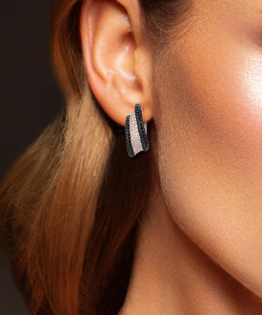 Gilded sterling silver earrings with zircons and spinels