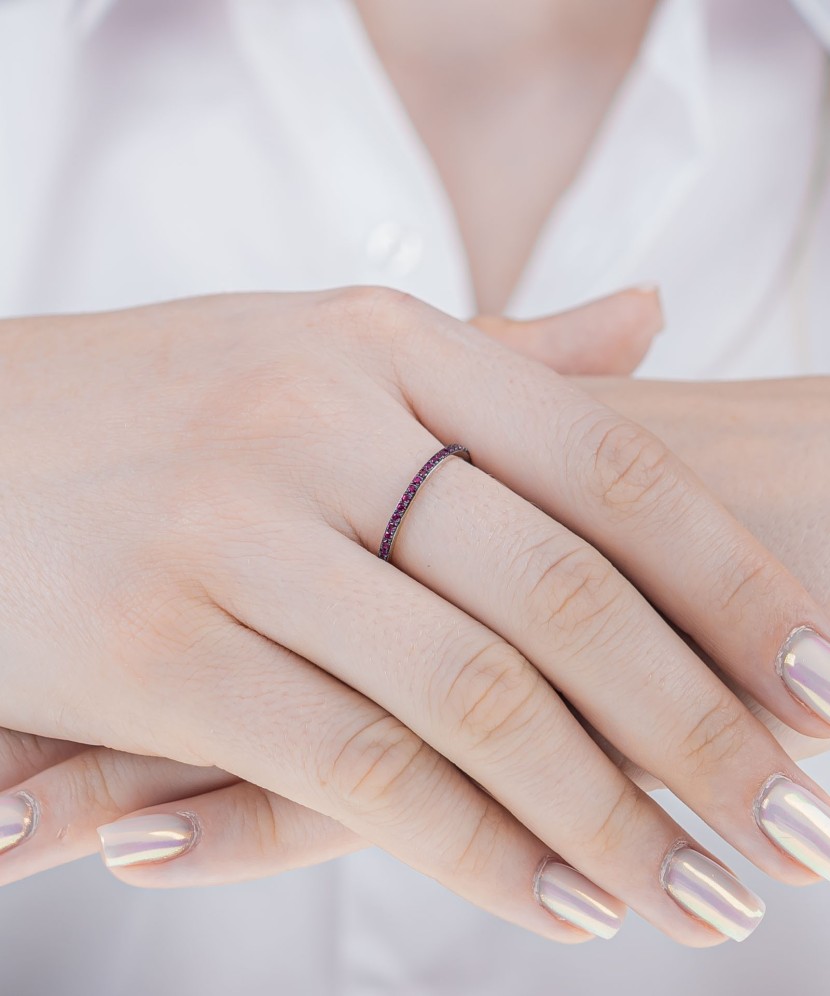 Sterling Silver ring with nano ruby