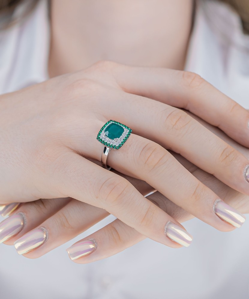 Sterling silver ring with zircons and spinels