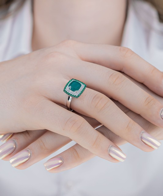 Sterling silver ring with zircons and spinels