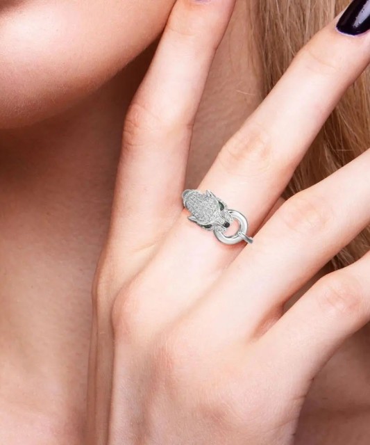 Sterling silver ring with zircons and spinels