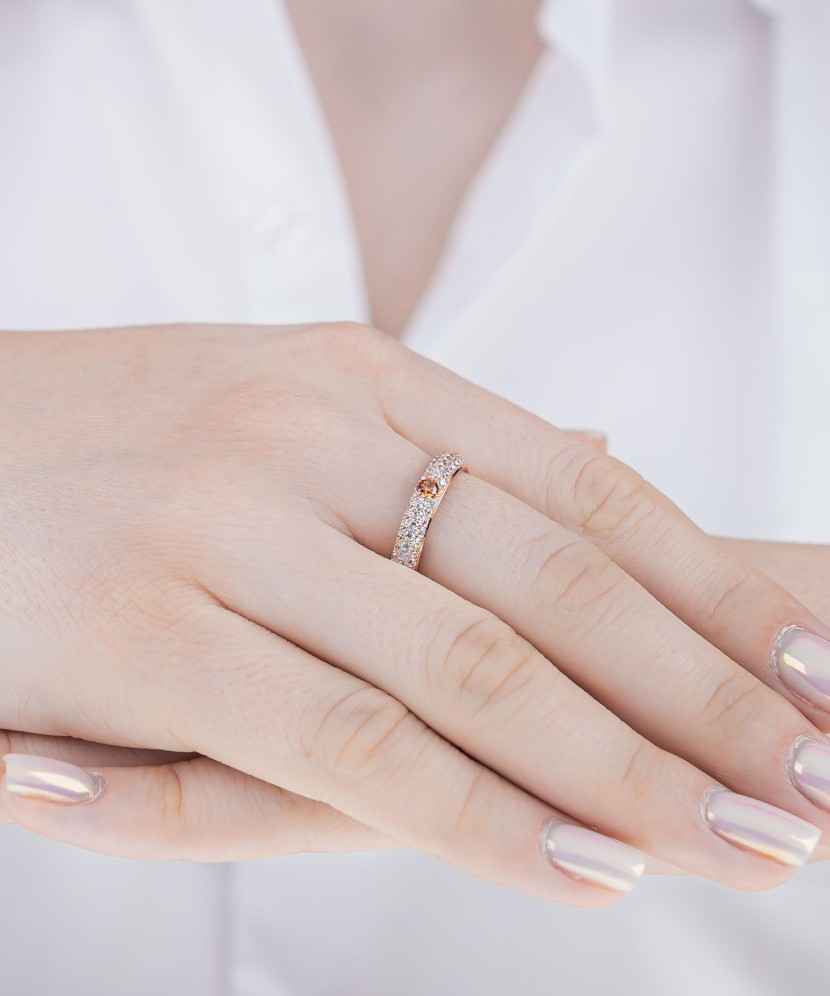 Gilded Sterling silver ring with zirconium