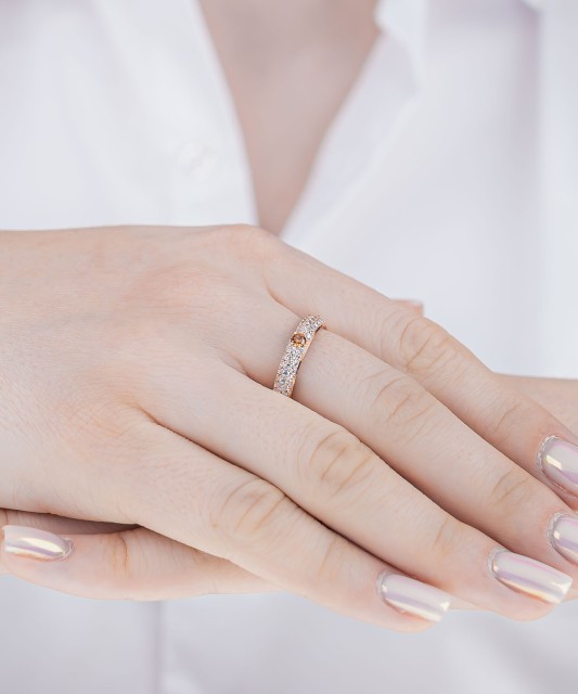 Gilded Sterling silver ring with zirconium