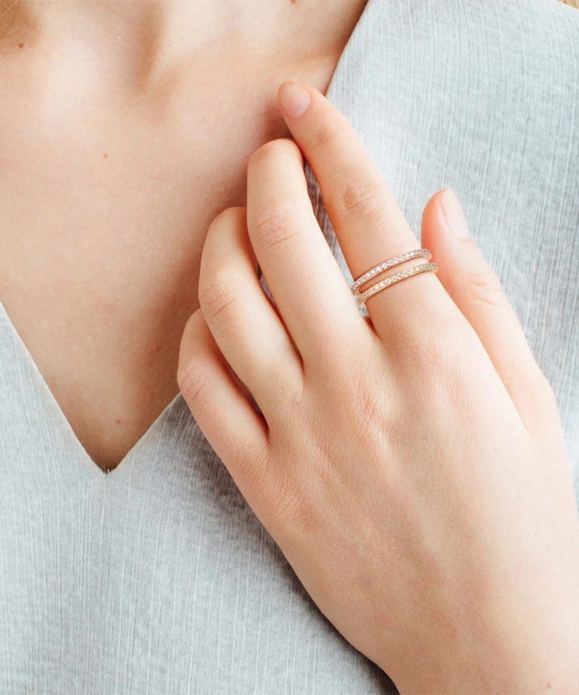 Gilded Sterling silver ring with zirconium