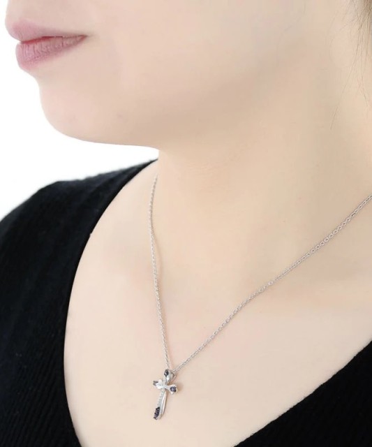 Sterling Silver pendant with spinels and zircons "Cross"