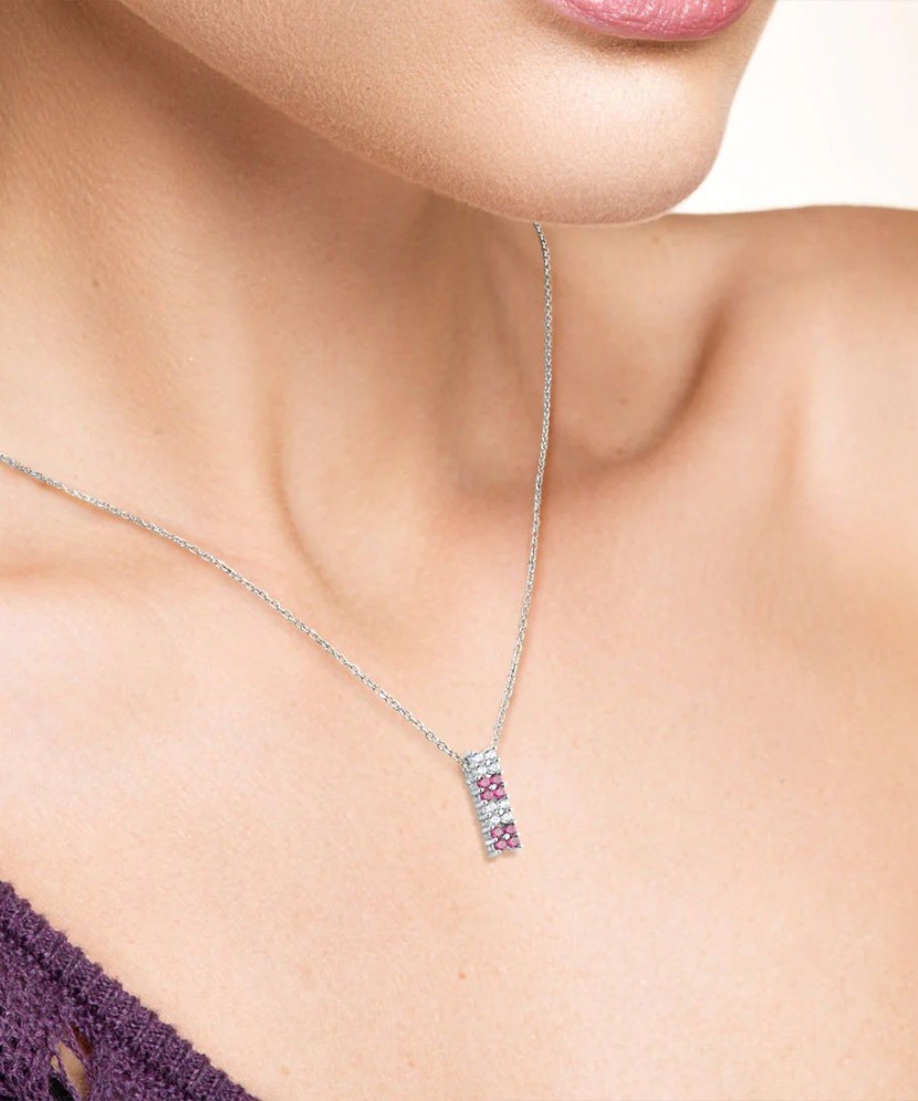 Sterling Silver pendant with nano rubies and zircons