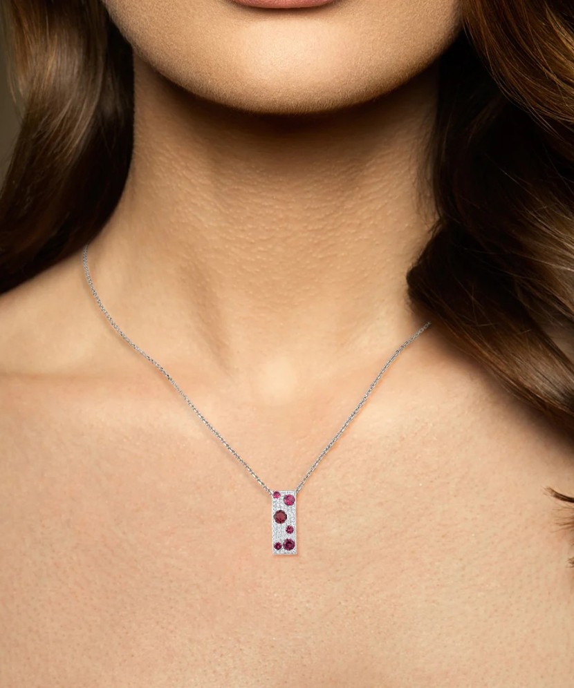 Sterling Silver pendant with nano rubies and zircons