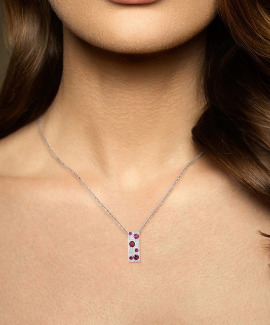 Sterling Silver pendant with nano rubies and zircons