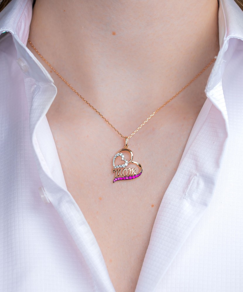 Sterling Silver pendant with nano rubies and zircons