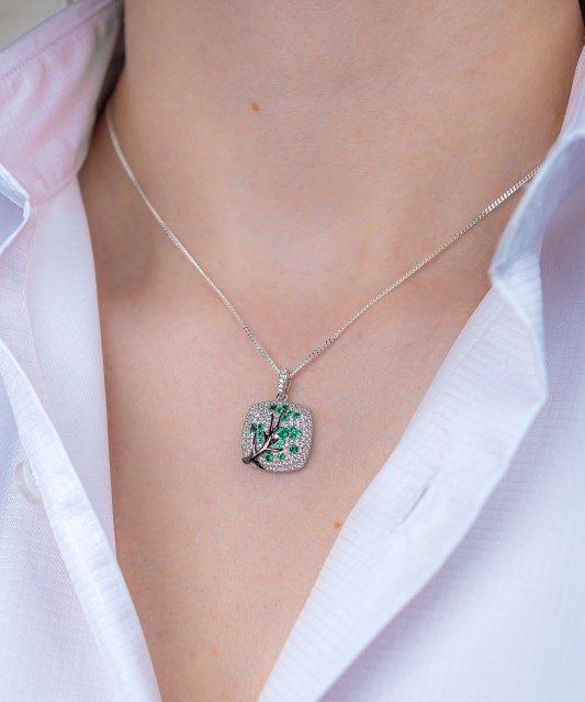 Sterling Silver pendant with spinels and zircons