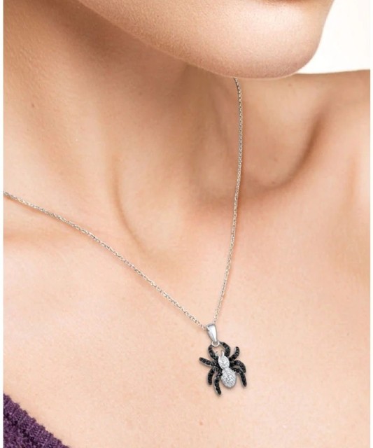 Sterling Silver pendant with spinels and zircons "spider"