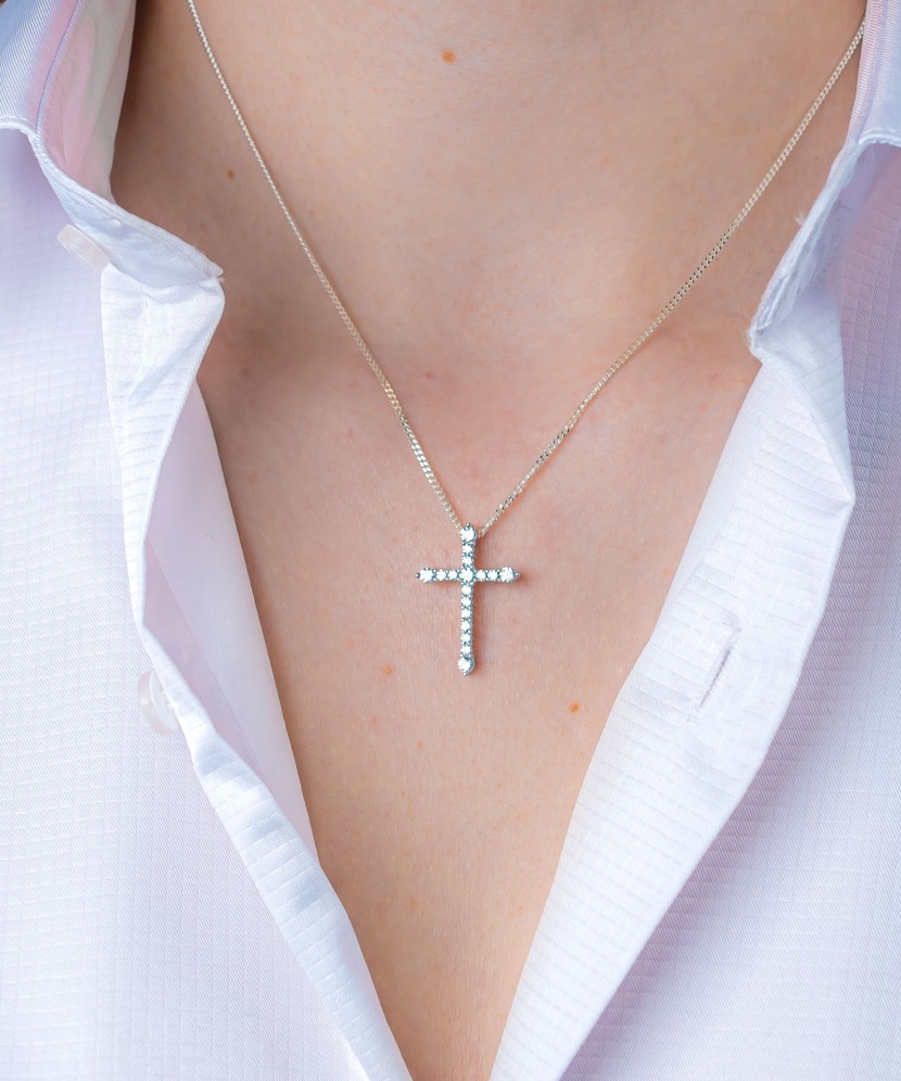 Sterling Silver pendant with zircons "Cross"