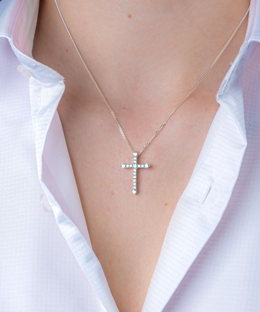 Sterling Silver pendant with zircons "Cross"