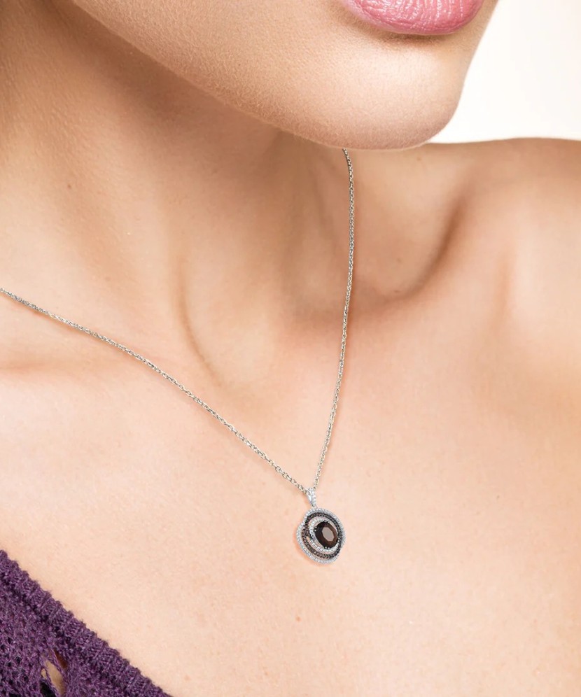 Sterling Silver pendant with spinels and zircons