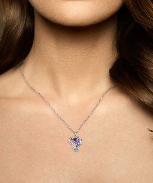 Sterling Silver pendant with amethyst and zircons