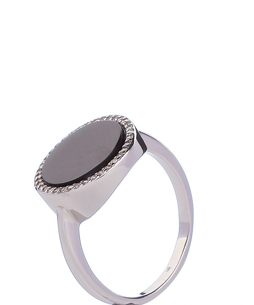 Sterling silver ring with onyx and zircons