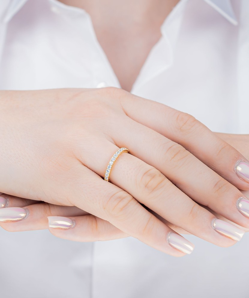 Paauksuotas sidabrinis žiedas su cirkoniais  - Goldinga