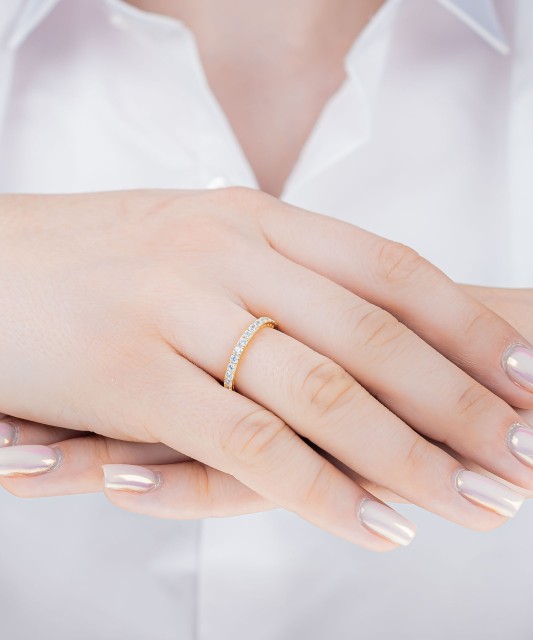 Gilded Sterling silver ring with zirconium