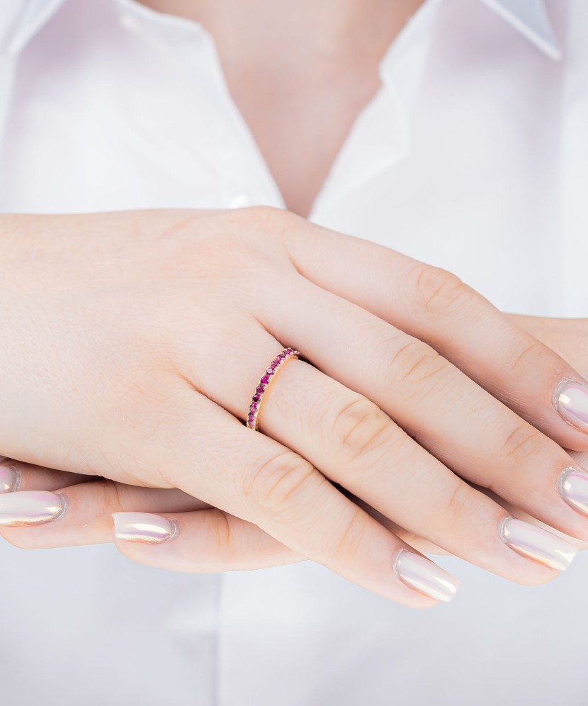 Gilded Sterling Silver ring with nano ruby