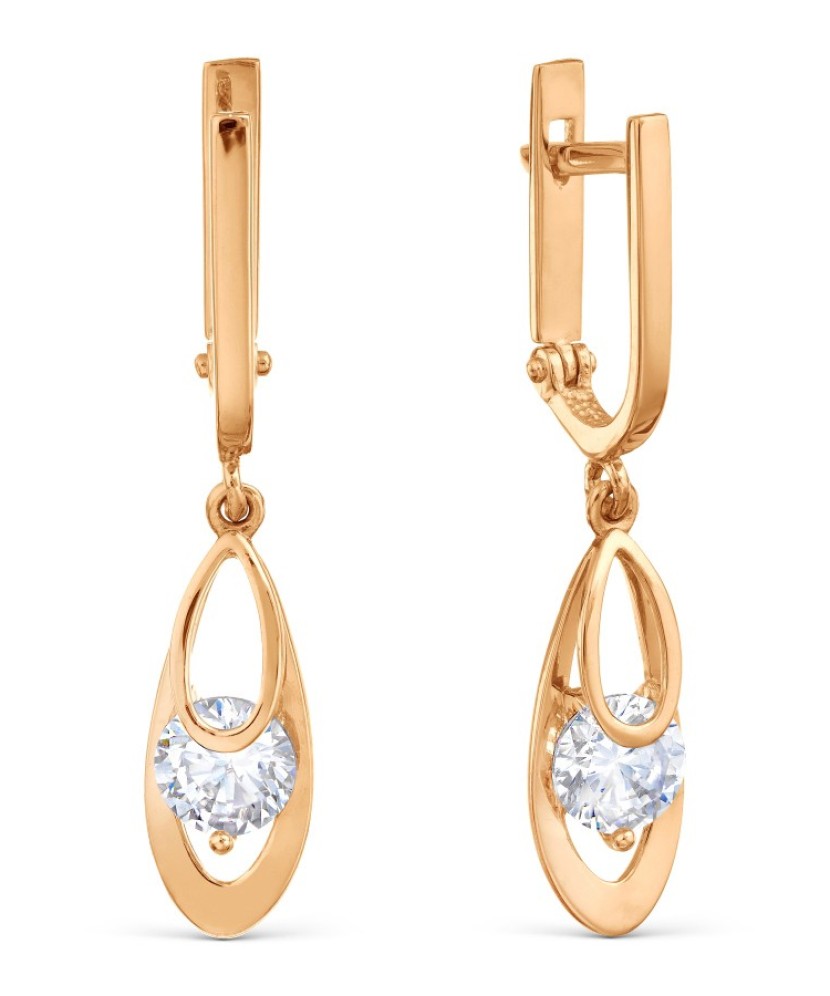 Gold earrings with zirconium