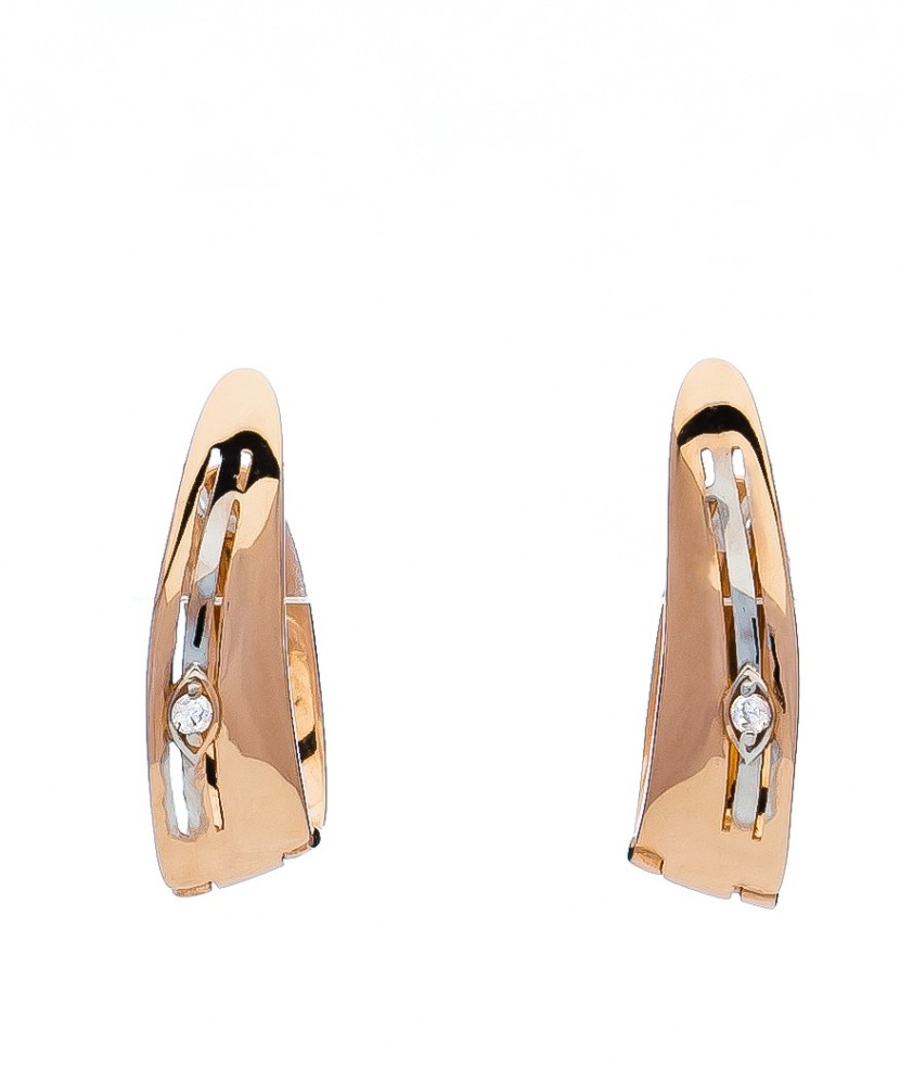 Gold earrings with zirconium