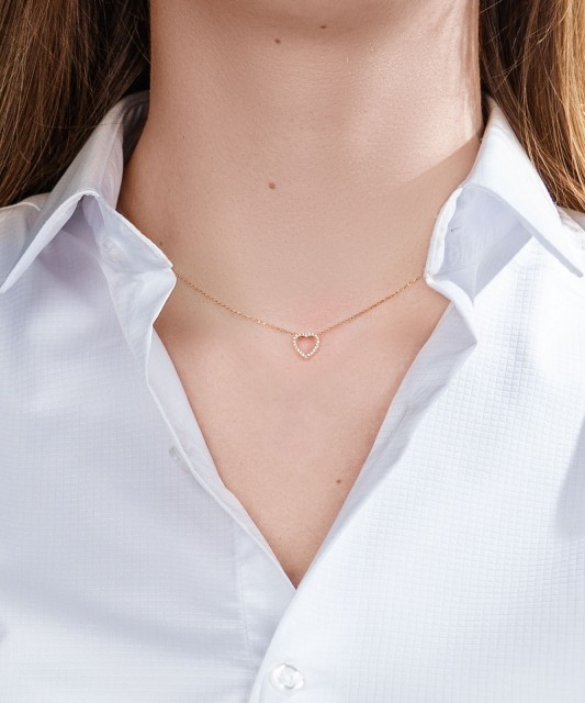 Gold chain with zirconium pendant "Heart"