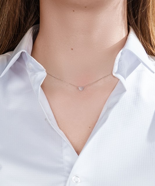 White Gold chain with zirconium pendant "Heart"