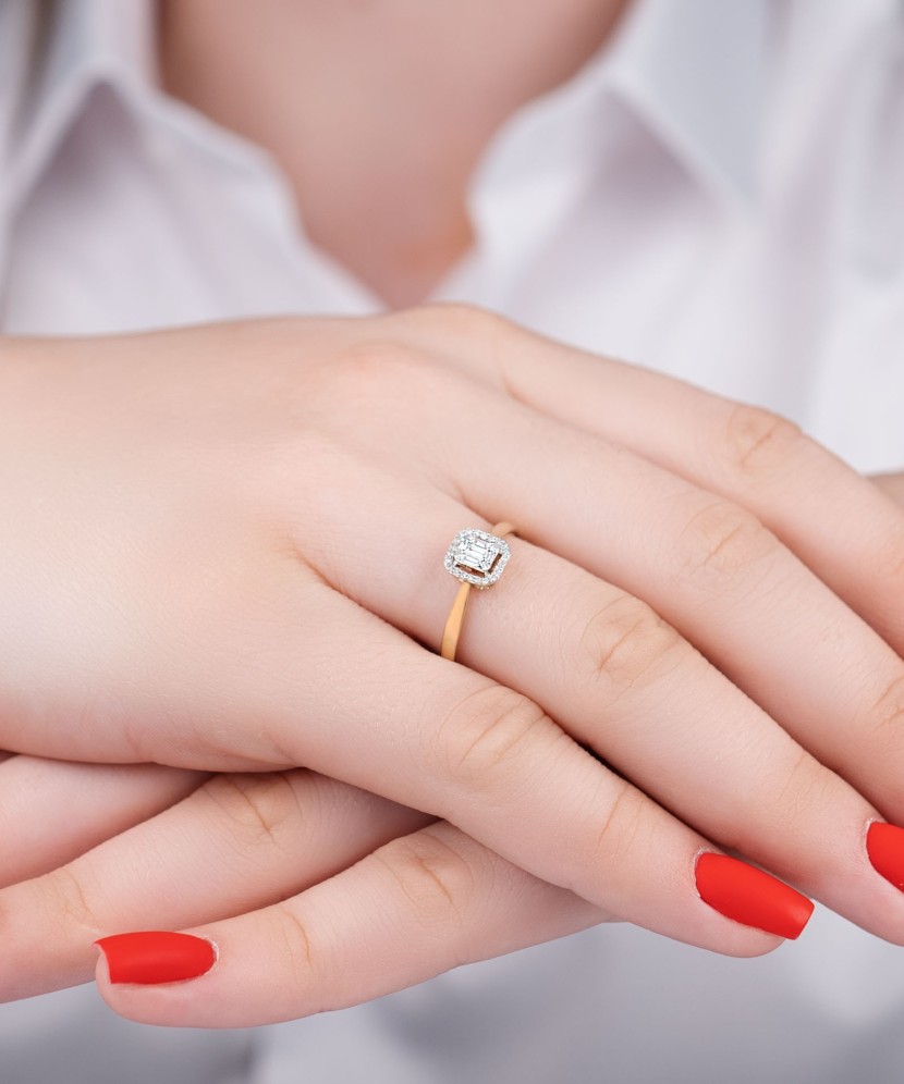 Auksinis žiedas su deimantais - Auksiniai Žiedai su brangakmeniais - Goldinga