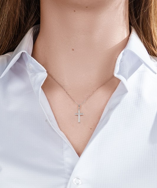 White gold pendant with diamonds "Cross"
