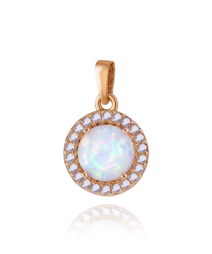 Gold pendant with zircons and opal