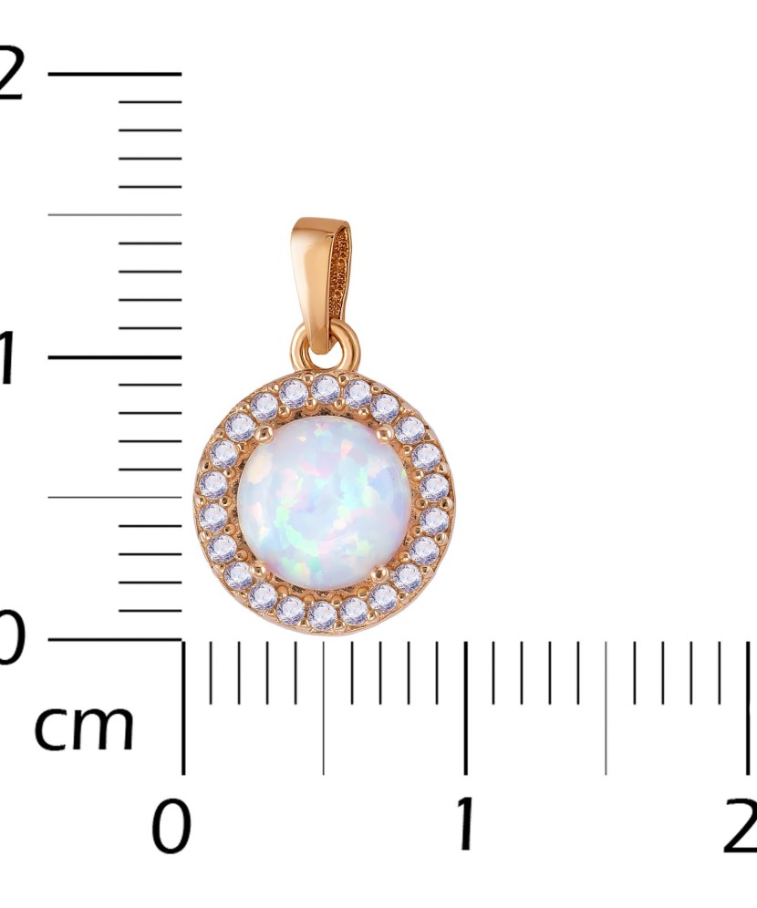 Gold pendant with zircons and opal