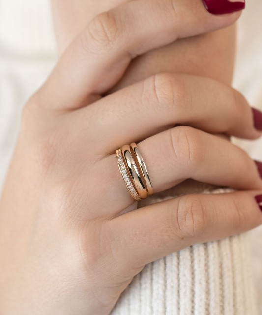 Auksinis žiedas su cirkoniais - Auksiniai žiedai - Goldinga