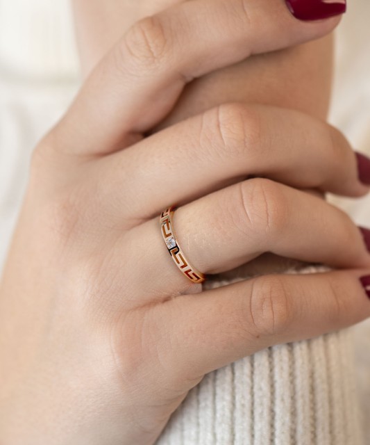 Auksinis žiedas su cirkoniu - Auksiniai žiedai - Goldinga