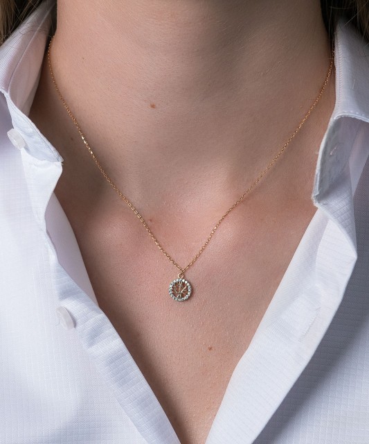 Gold chain with zirconium pendant "Tree of Life"