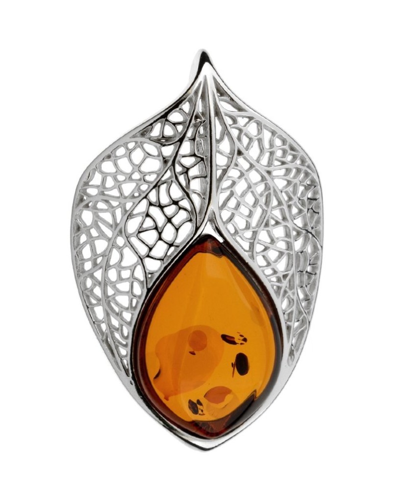Sterling silver pendant with ambers