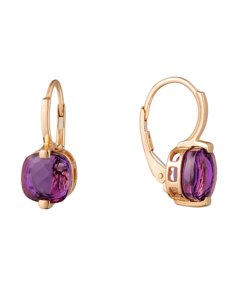 Gold earrings with amethysts