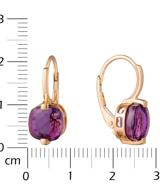 Gold earrings with amethysts