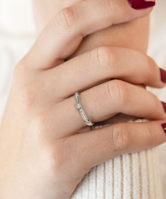 White gold ring with diamonds