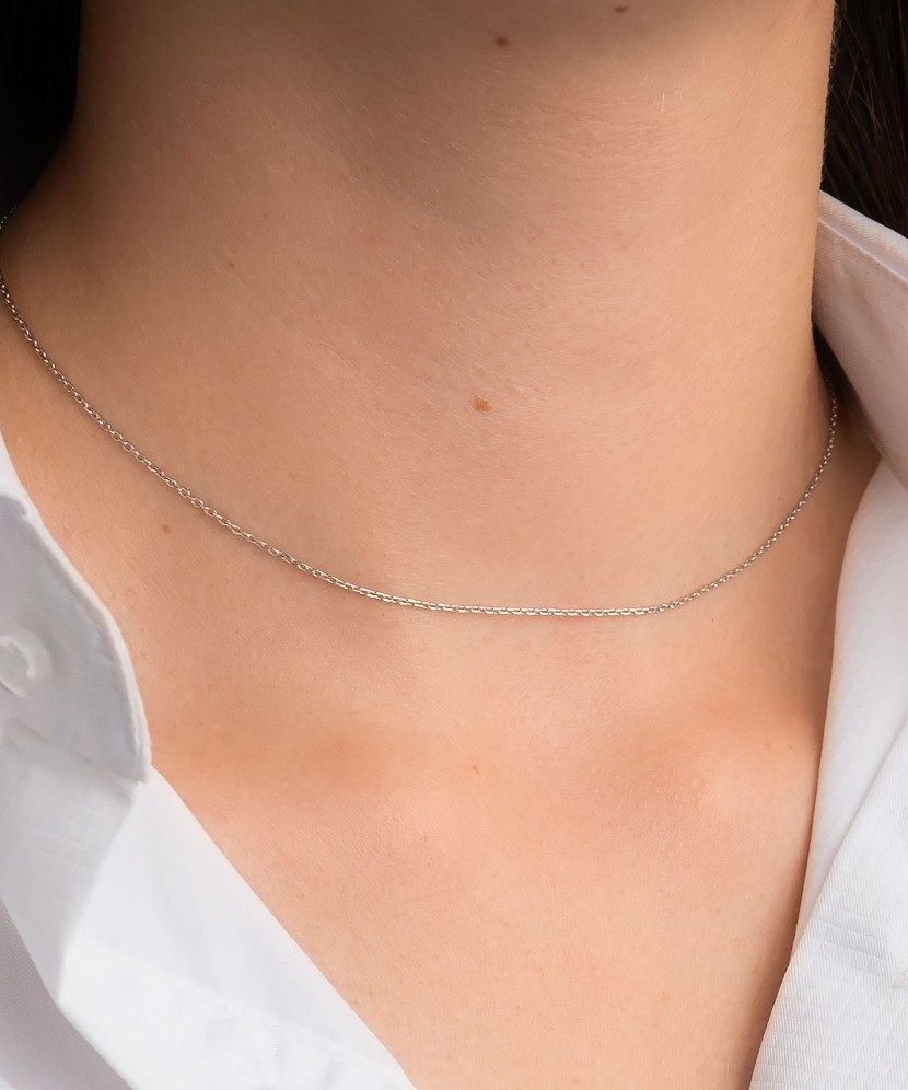 Sterling silver chain plated with rhodium"Anchor" 1.1mm