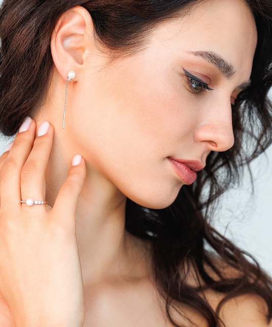 Sidabriniai auskarai su perlais ir cirkoniais