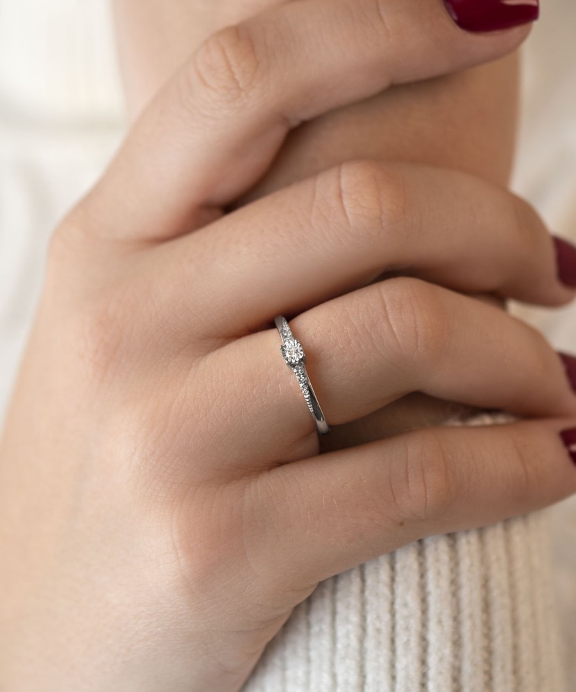 White gold ring with diamonds
