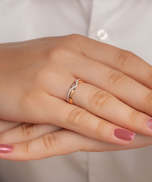 Auksinis žiedas su cirkoniais  - Goldinga