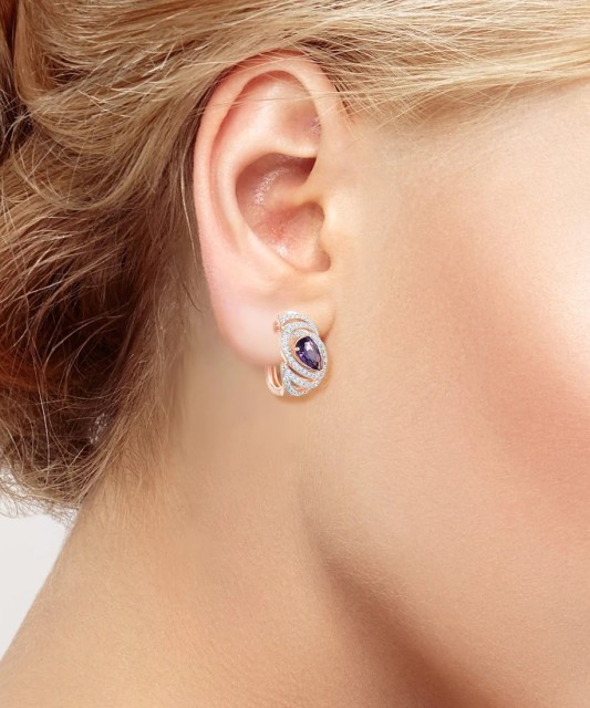 Gilded sterling silver earrings with zircons