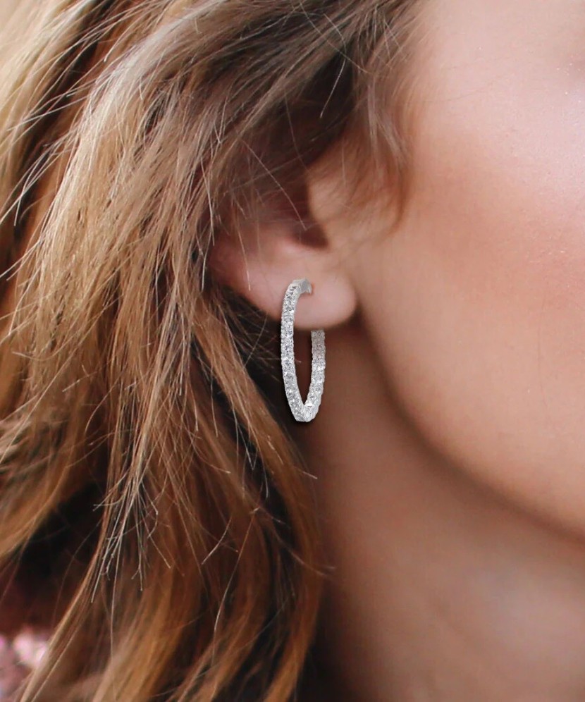 Hopeiset korvakorut zirkoneilla 25mm