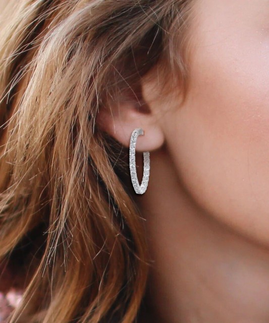 Sterling silver earrings with zircons 25mm