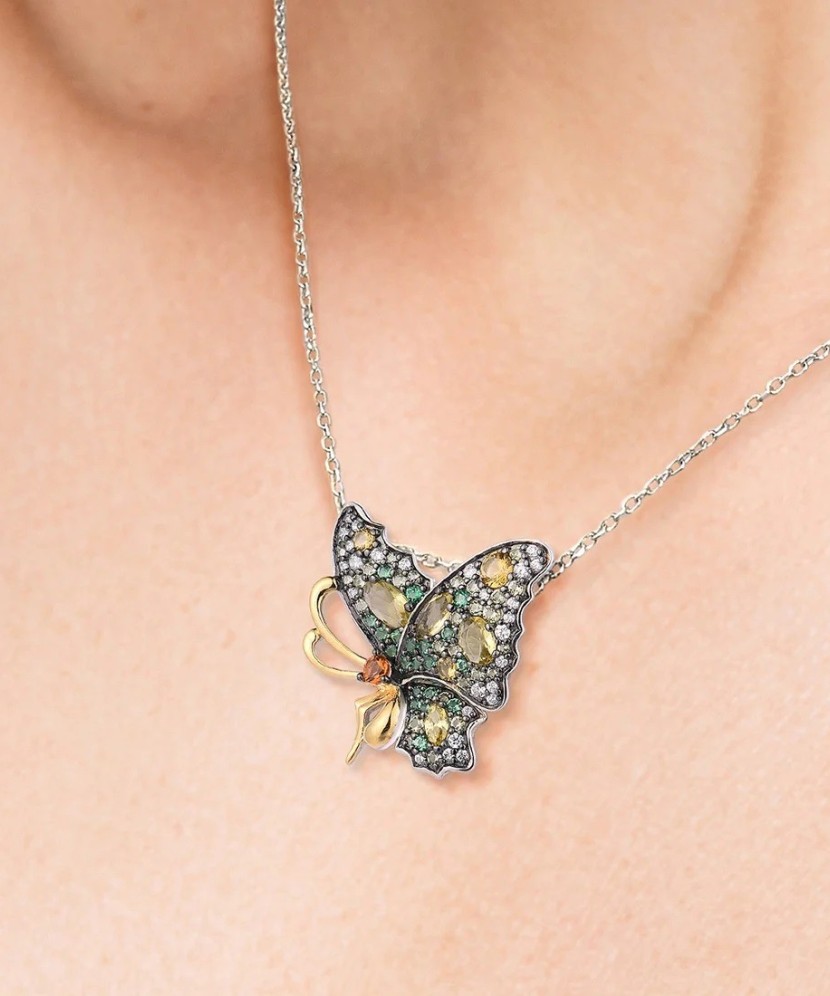 Sterling Silver pendant with spinels and zircons