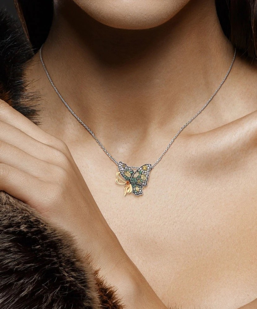 Sterling Silver pendant with spinels and zircons