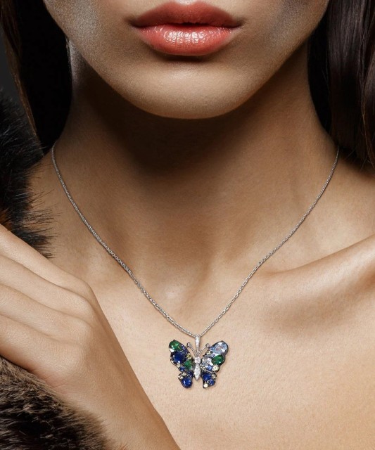 Sterling silver pendant with zircons "butterfly"