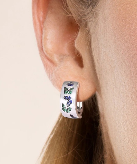 Sterling Silver earrings with spinels and nano saphir