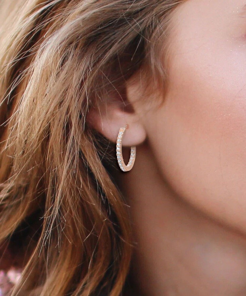 Gilded sterling silver earrings with zircons